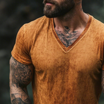 Men's Retro Casual Shabby Printed V-Neck Short Sleeve T-Shirt