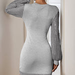 Bodycon Long Sleeves Sequined Split-Joint Round-Neck Mini Dresses