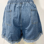 10 Colors Casual Drawstring High Waisted Denim Fringed Shorts