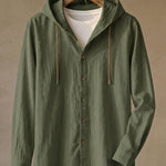 Elio Linen-Blend Hooded Shirt