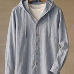 Elio Linen-Blend Hooded Shirt