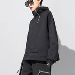 Stylish Black Asymmetric Zipper Hoodies