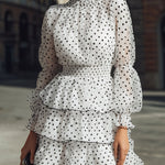 White Polka Dot Tiered Ruffle Dress