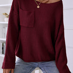 Pocket Oversized Knitted Pullover Sweater