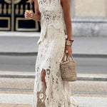 Casual Irregular Hollow Lace Tank Tops