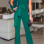 Margovil One Shoulder Slit Sleeve Tie Knot Jumpsuit