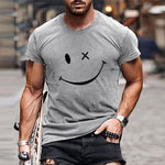 Men's Vintage Smiley Print Round Neck Short Sleeve T-Shirt