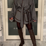 Margovil Open Front Pocketed Splice Coat with Belt