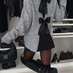 Margovil Crewneck Bow Back Cut Out Cozy Sweater