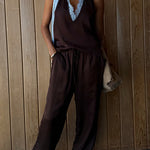 Margovil Drawstring Waist Pocketed Satin Pants