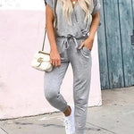 Margovil V Neck Tie Waist Solid Jumpsuit with Pockets