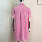 A-Line Loose Fringed Pleated Pockets Split-Joint Lapel Mini Dresses