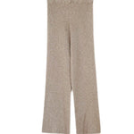 Urban Loose Solid Round-Neck Split-Side Sweater& Wide Leg Pants Suits