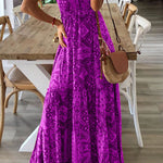 Celeste Boho Printed Strap Elastic Waist Maxi Dresses