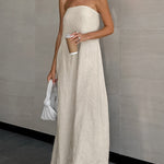 A-Line Loose Elasticity Pockets Solid Color Zipper Tube Maxi Dresses