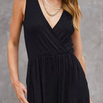 Modal Drape V Neck Double Slit Pocket Flared Trousers