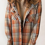 Snap Button Sherpa Lined Hooded Flannel Jacket