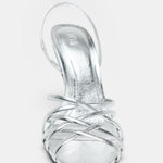 METALLIC EFFECT HEELED SANDALS