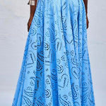 Paris Dreaming Embroidered Lace High Rise Elastic Waist Pocketed Maxi Skirt