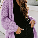 Drop Shoulder Open Front Knit Oversized Sweater Cardigan