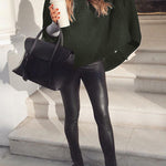 Turtleneck Half Sleeves Oversized Poncho Sweater