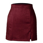 High-waist zipper autumn and winter A-line solid color skirt