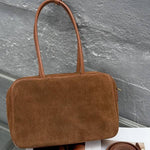 Retro multi-colored suede handbag