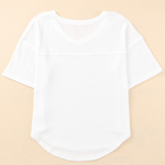 Waffle Knit Casual Drop Shoulder Loose Top