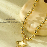Fashion Beaded Heart Shape 18k Contrast Color Stainless Steel Necklace