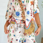 Fashion Printed Short Sleeve Shirt & Pants Two-piece Set