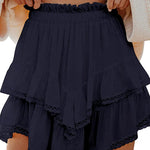 Margovil Elastic Waist Ruffle Layered Mini Skirt