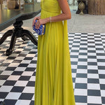 Margovil Strapless Back Lace-up Pleated Maxi Dress
