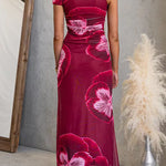 Asymmetric One Shoulder Floral Print Bodycon Maxi Dress