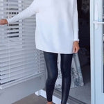 Mockneck Drop Shoulder Oversized Ribbed Knit Sweater