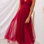 Margovil Open Back Waisted Swing Maxi Cami Tulle Dress