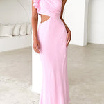 Margovil Frill One Shoulder Sleeveless Cut Out Maxi Dress