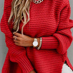 Margovil Mockneck Side Split Chunky Knit Sweater