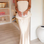 Elegant Waistband Satin Maxi Skirt