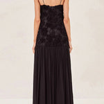 Margovil Spaghetti Strap Floral Applique Patchwork Maxi Dress