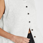 Margovil Crewneck Sleeveless Button Down Knitting Top