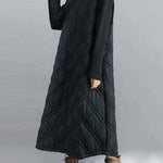 Simple Split-Joint High-Neck H-Line Quilted Midi Dress