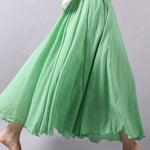 Casual A-Line Elastic Waist Solid Color Skirts