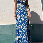 TUNISIA BLUE PRINTED, LONG DRESS