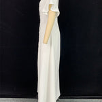 A-Line Flared Sleeves Shiny Solid Color Split-Joint Square-Neck Maxi Dresses