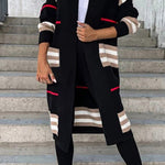 Casual Street Striped Patchwork V Neck Outerwear
