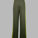 Loose Wide Leg Contrast Color Drawstring Elasticity Split-Joint Pants Trousers