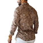 Men's Vintage Print Lapel Long Sleeve Shirt