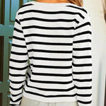Casual Daily Stripe Buttons Weave O Neck Outerwear