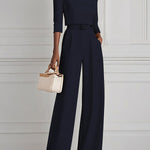 High Waisted Straight Leg Pleated Solid Color Split-Joint Pants Trousers