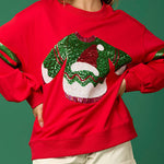 Christmas Sequined Crewneck Casual Sweatshirt